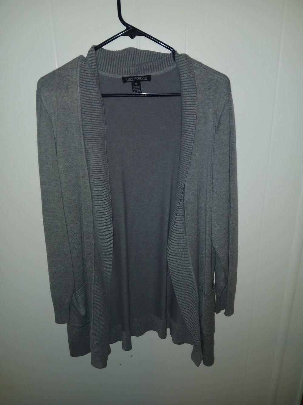 Gray Open-Front Women's Cardigan Sweater
